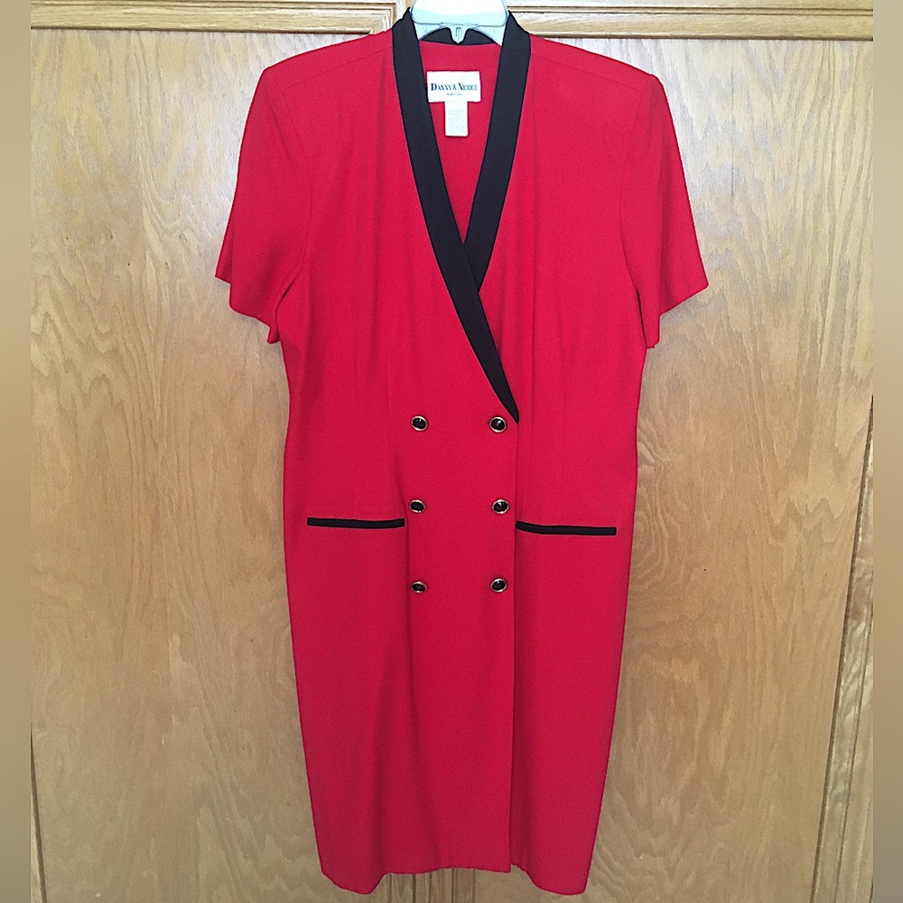 Vintage Danny & Nicole NY red double breasted dress L